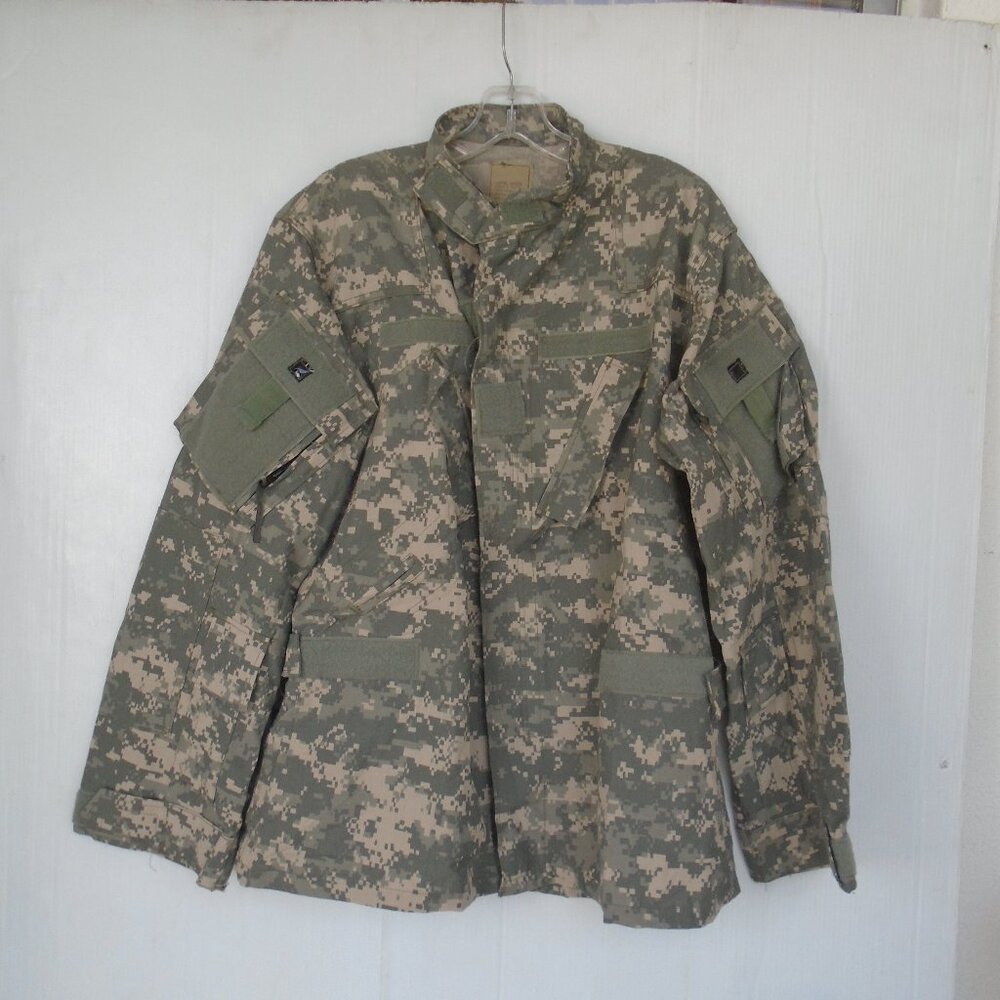 US Army Mens Mandarin Collar Camouflage Shirt Jacket Size Large - Short Grey